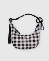 Crescent Bag Charm - Black & White Gingham