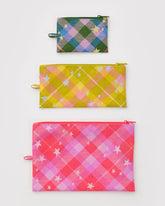Flat Pouch Set - Star Plaid