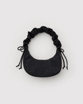 Mini Ruffle Crescent Bag - Black