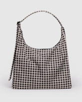 Nylon Shoulder Bag - Black & White Gingham