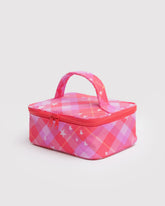 Small Cosmetic Case - Pink Star Plaid