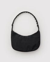 Popper Strap Medium Nylon Crescent Bag - Black