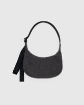 Small Denim Crescent Bag - Washed Black Denim
