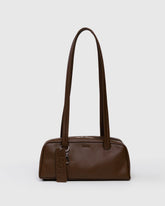 Small Recycled Leather Bowler Bag - Brown
