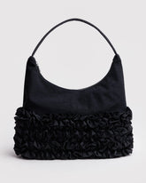 Ruffle Shoulder Bag - Black