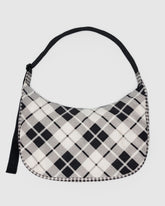 Large Nylon Crescent Bag - Mixed Plaid