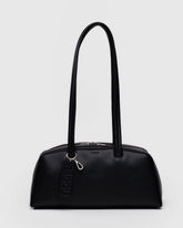 Recycled Leather Bowler Bag - Black