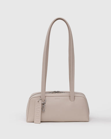 Small Recycled Leather Bowler Bag - Stone