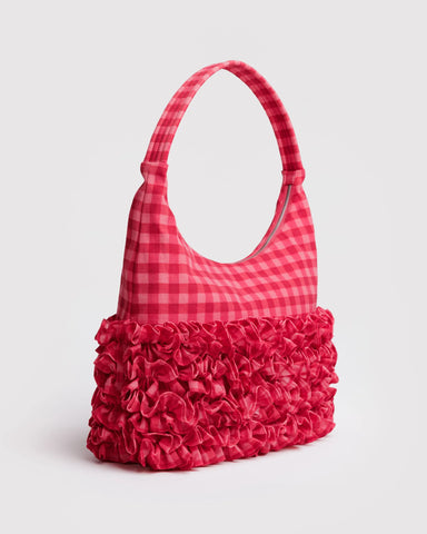 Ruffle Shoulder Bag - Ruby Gingham