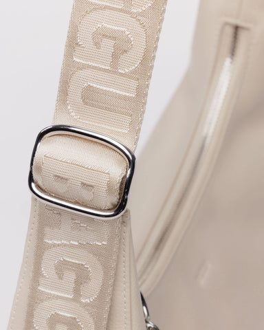 Medium Recycled Leather Crescent Bag - Stone