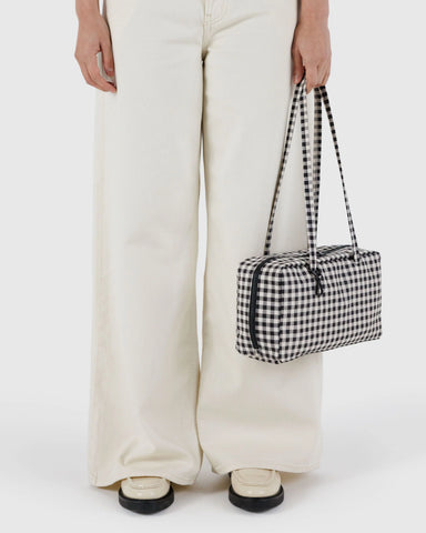 Nylon Bowler Bag - Black & White Gingham