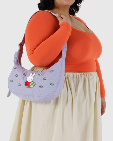 Medium Nylon Crescent Bag - Embroidered Miffy
