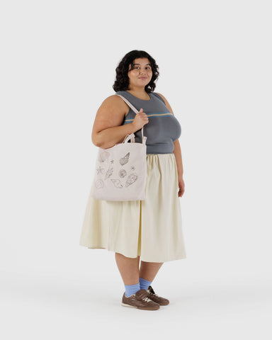 Horizontal Zip Duck Bag - Embroidered Shells