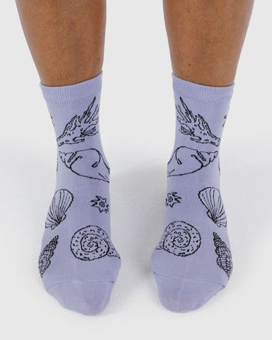 Crew Sock - Shells Light Blue