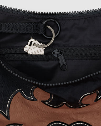 Medium Nylon Crescent Bag - Western Appliqué