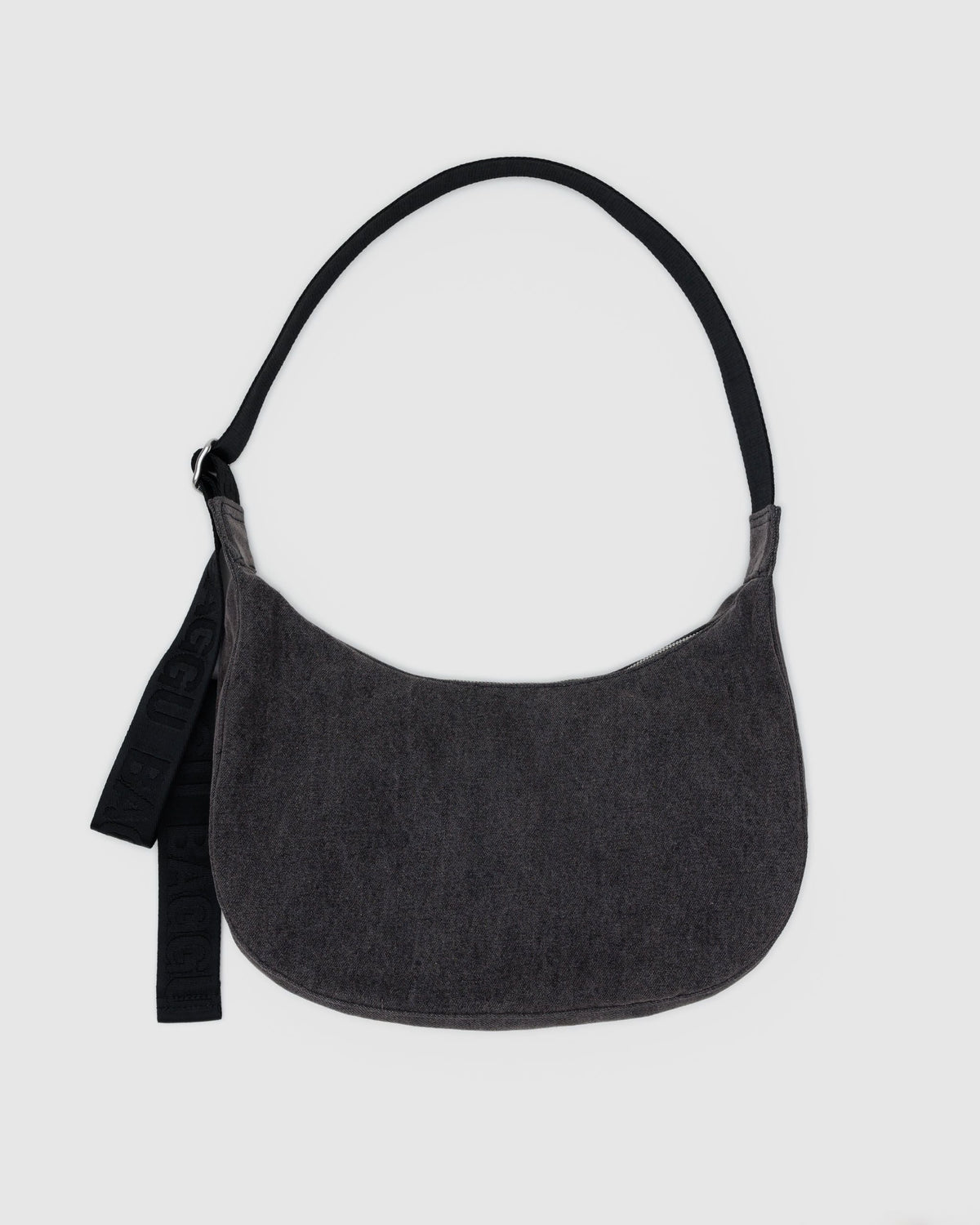 Medium Denim Crescent Bag - Washed Black Denim