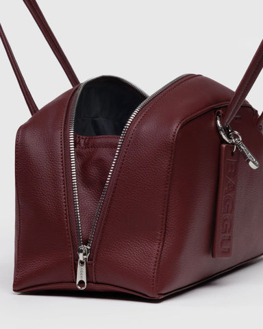 Recycled Leather Bowler Bag - Mahogany
