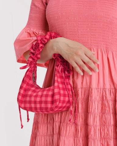 Mini Ruffle Crescent Bag - Ruby Gingham