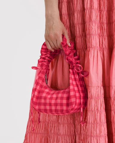 Mini Ruffle Crescent Bag - Ruby Gingham