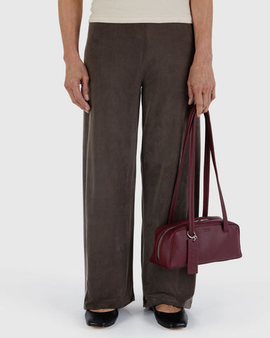 Small Recycled Leather Bowler Bag - Mahogany