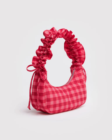 Mini Ruffle Crescent Bag - Ruby Gingham
