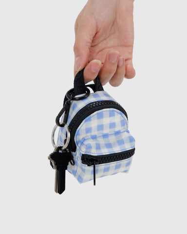 Backpack Charm - Light Blue Gingham