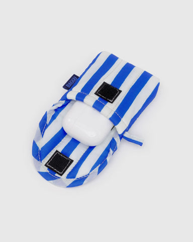 Puffy Earbuds Case - Blue Painted Stripe