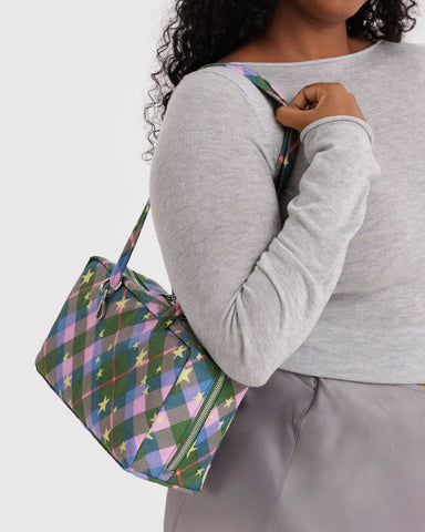 Nylon Bowler Bag - Green Star Plaid