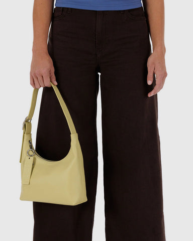 Mini Recycled Leather Shoulder Bag - Straw