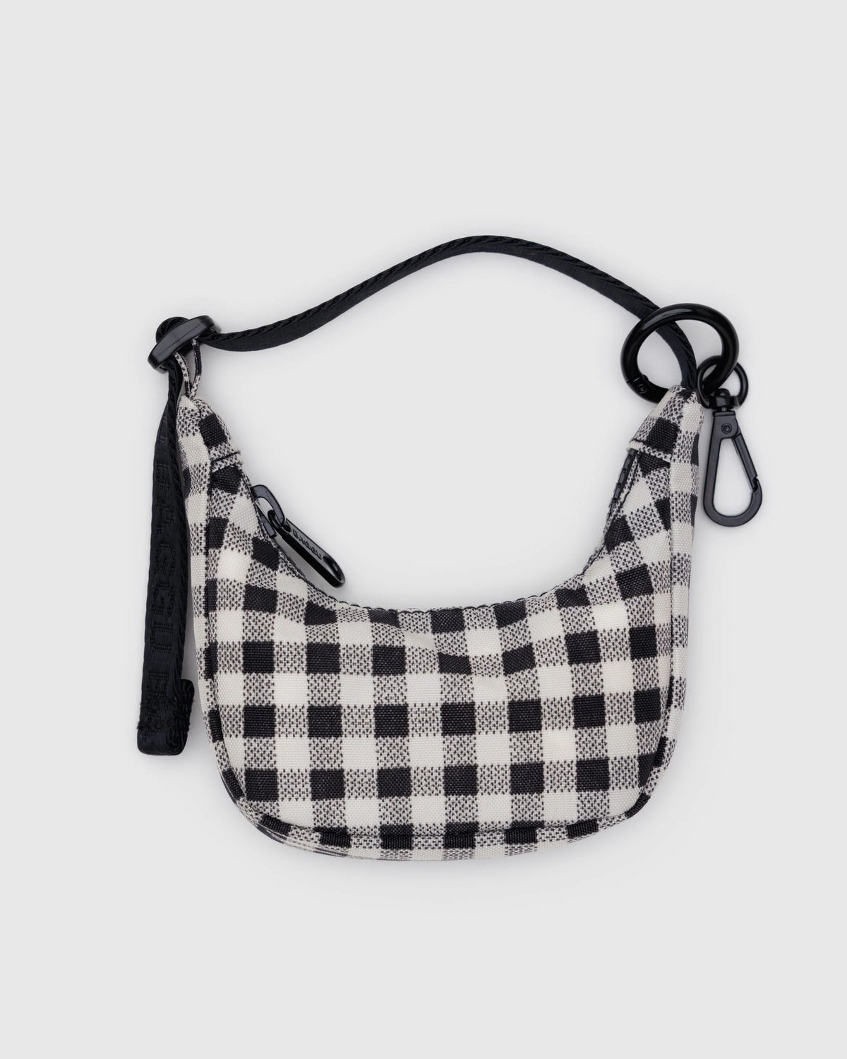 Crescent Bag Charm - Black & White Gingham