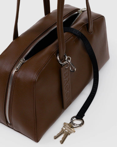 Recycled Leather Bowler Bag - Brown