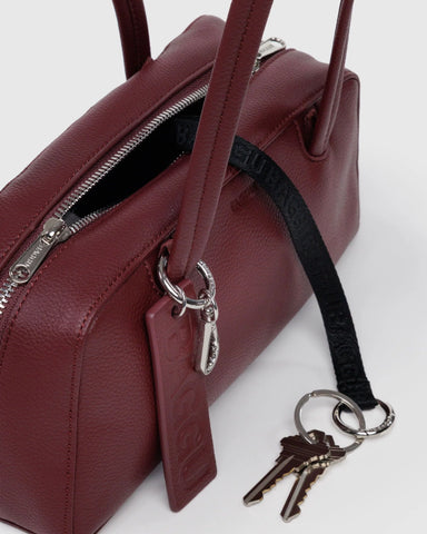 Small Recycled Leather Bowler Bag - Mahogany
