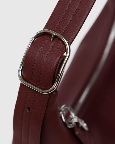 Recycled Leather Shoulder Bag - Mahogany