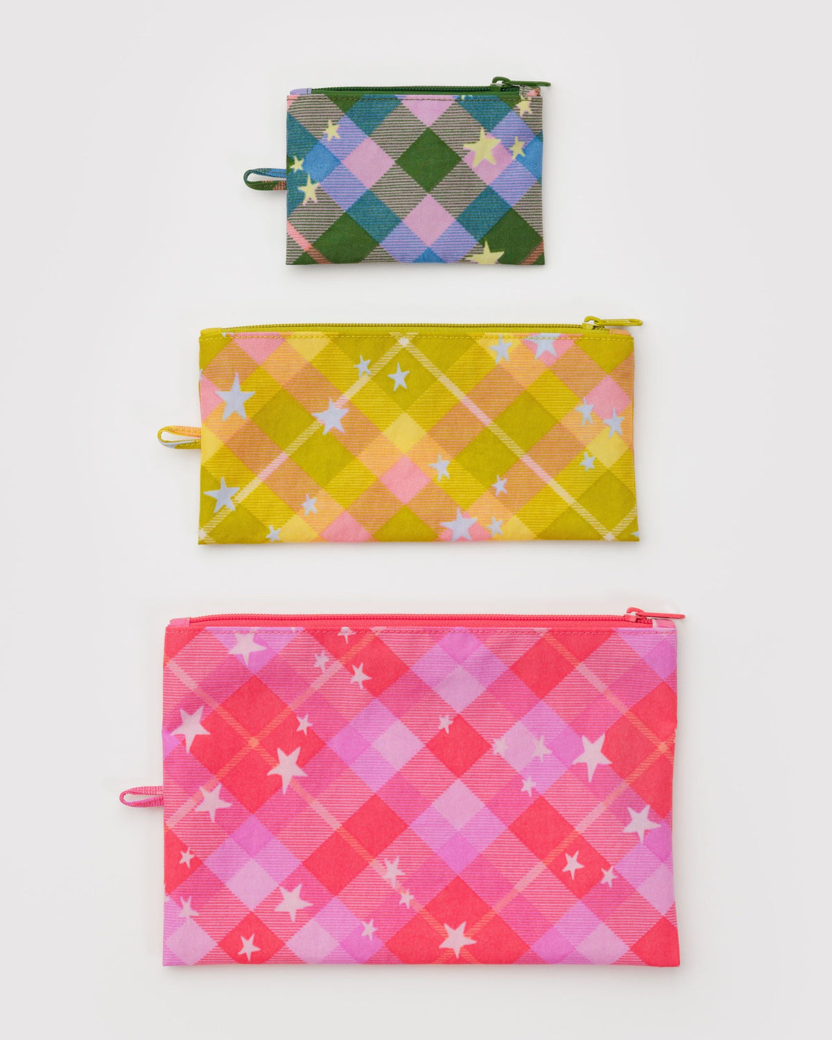 Flat Pouch Set - Star Plaid