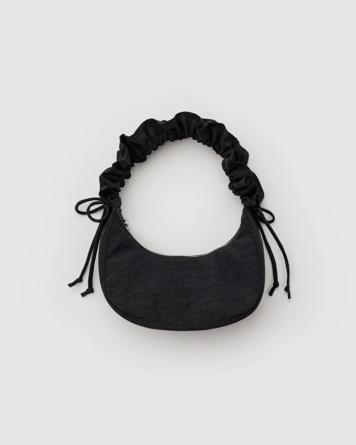 Mini Ruffle Crescent Bag - Black