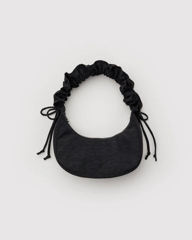 Mini Ruffle Crescent Bag - Black