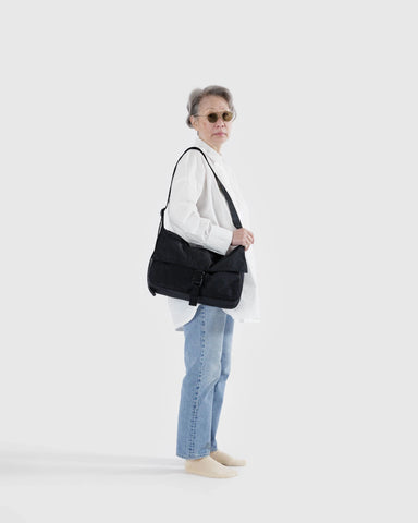 Nylon Messenger Bag - Black