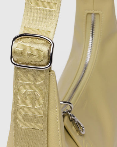 Small Recycled Leather Crescent Bag - Straw