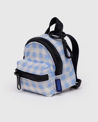 Backpack Charm - Light Blue Gingham