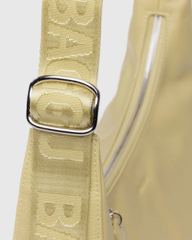 Medium Recycled Leather Crescent Bag - Straw