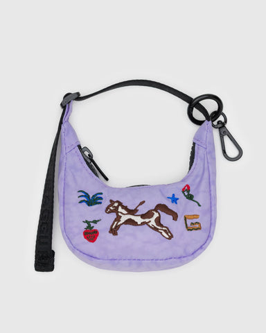 Crescent Bag Charm - Embroidered Pony