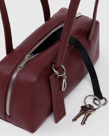 Recycled Leather Bowler Bag - Mahogany