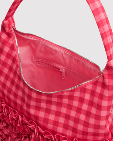 Ruffle Shoulder Bag - Ruby Gingham