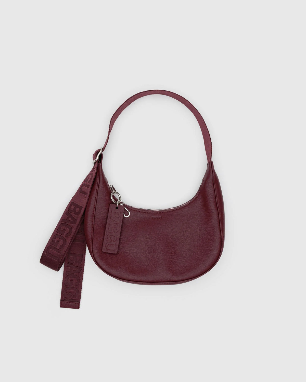 Small Recycled Leather Crescent Bag - Mahogany