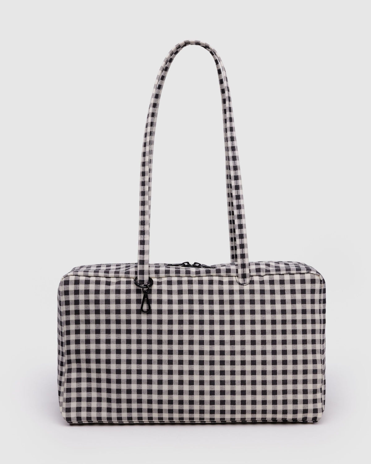 Medium Nylon Bowler Bag - Black & White Gingham