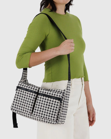Medium Cargo Crossbody - Black & White Gingham