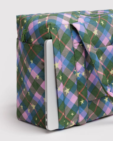 Small Cloud Carry-On - Green Star Plaid