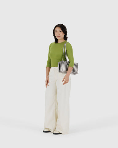 Nylon Bowler Bag - Black & White Gingham