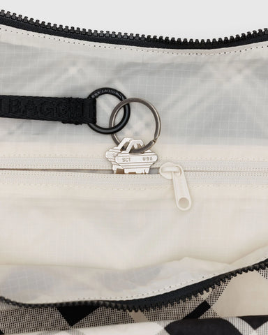 Large Nylon Crescent Bag - Mixed Plaid