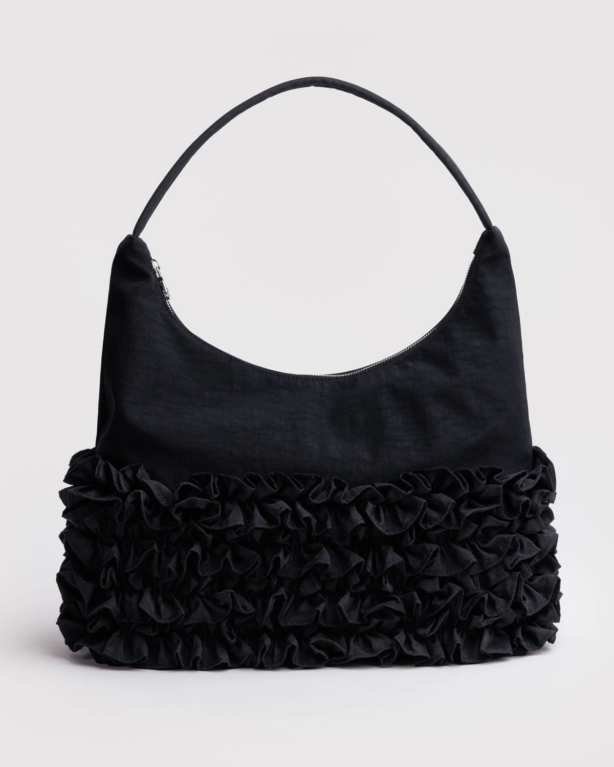 Ruffle Shoulder Bag - Black